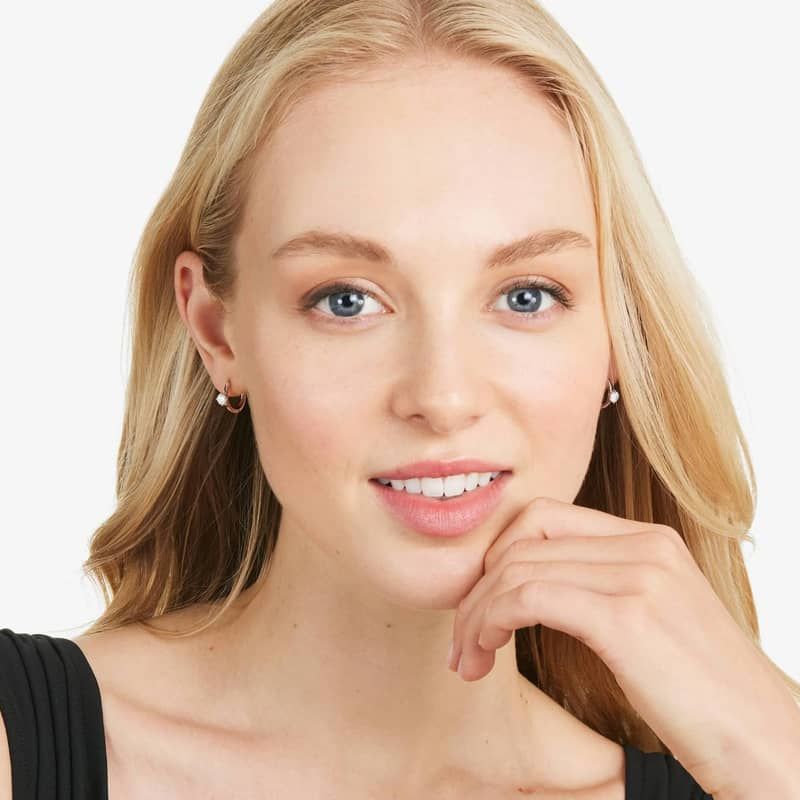 Solitaire Hoop Earrings With Lab-Grown Diamonds In 14K Rose Gold