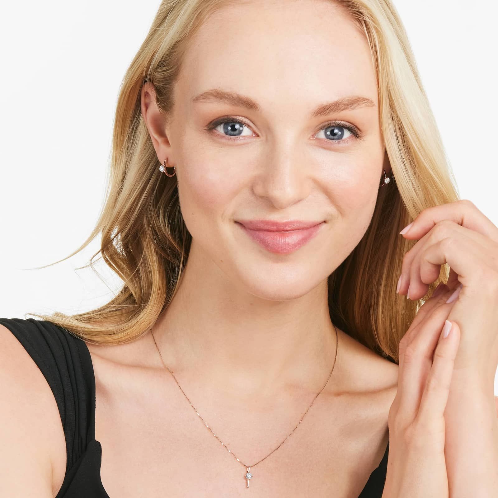 Solitaire Hoop Earrings With Lab-Grown Diamonds In 14K Rose Gold