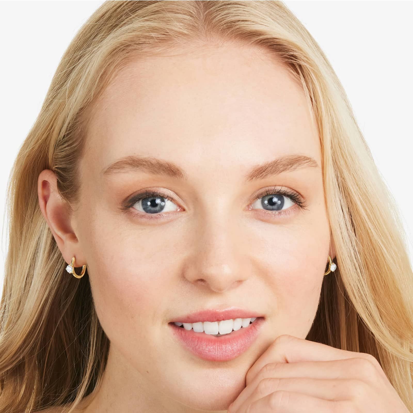 Solitaire Hoop Earrings With Lab-Grown Diamonds In 14K Yellow Gold