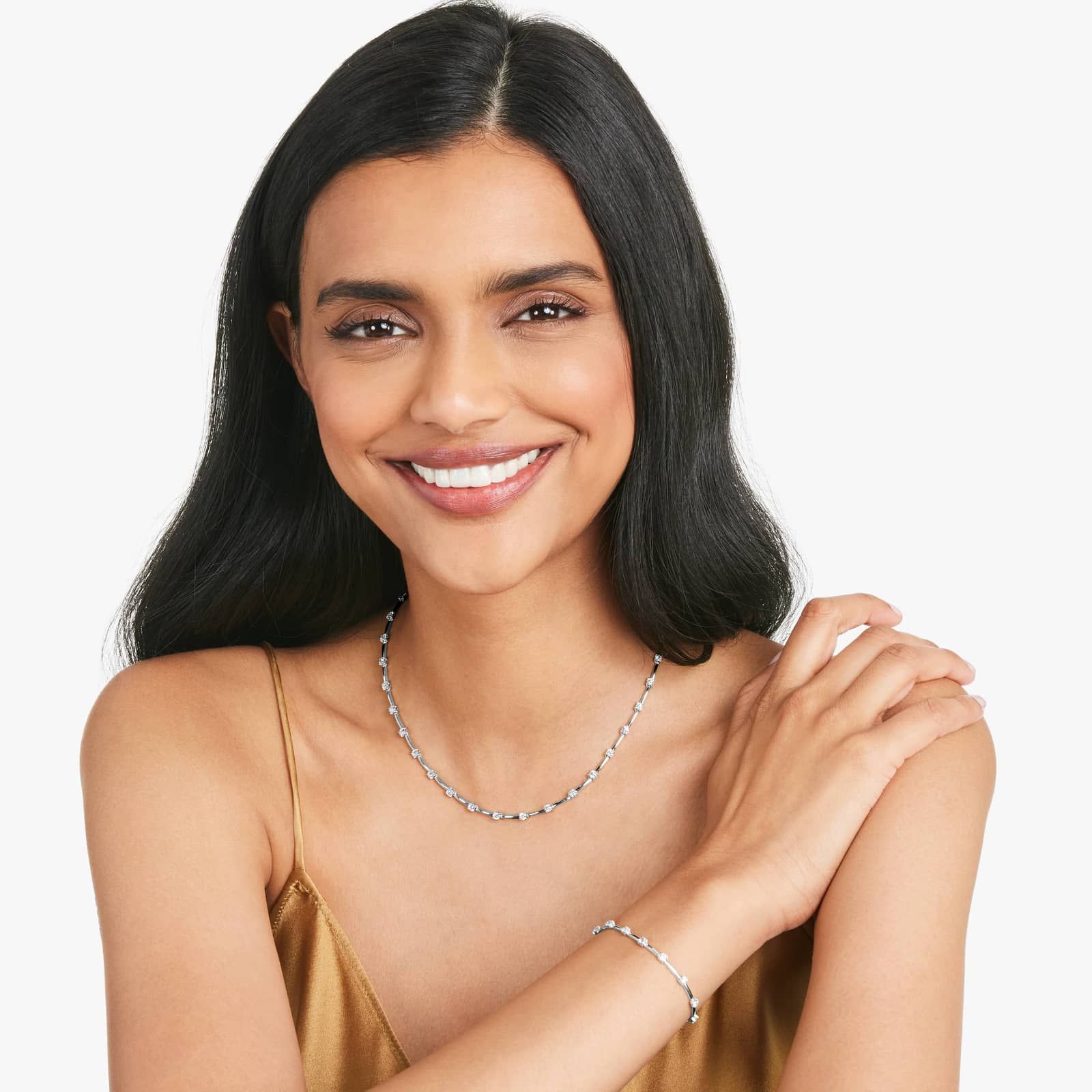 Station Dash Lab-Grown Diamond Bracelet In 14K White Gold