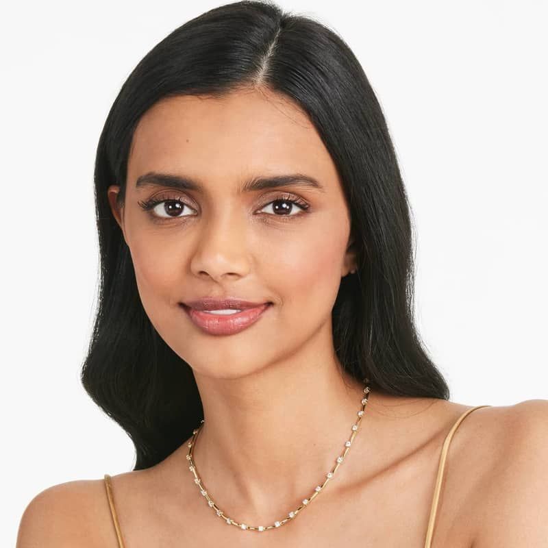 Lab-Grown Diamond Station Dash Necklace In 14K Yellow Gold