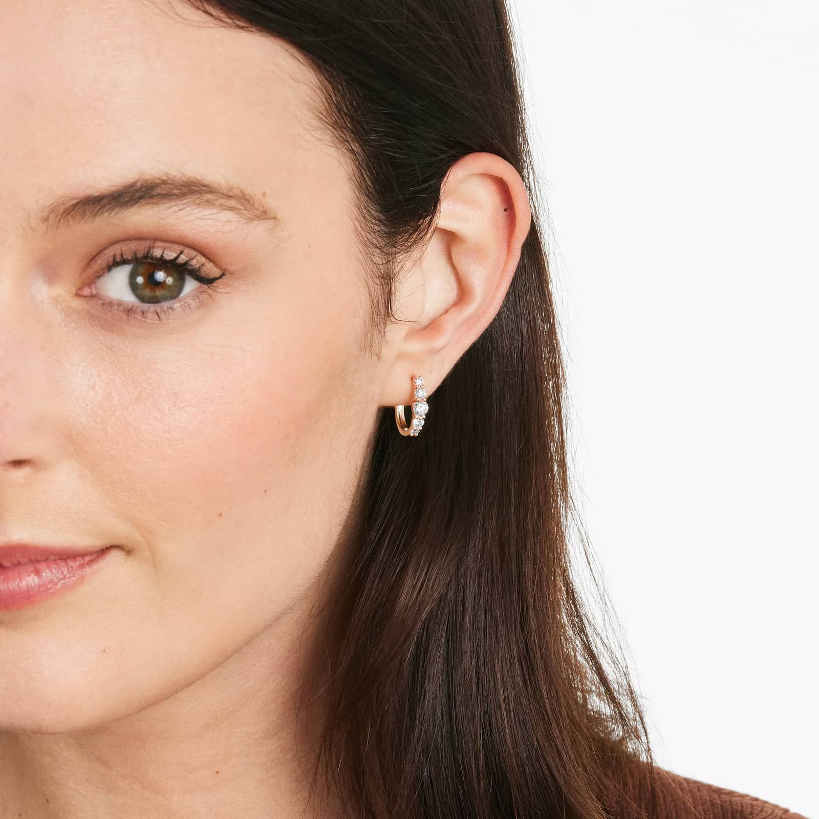 Graduating Hoop Earrings With Lab-Grown Diamonds In 14K Rose Gold