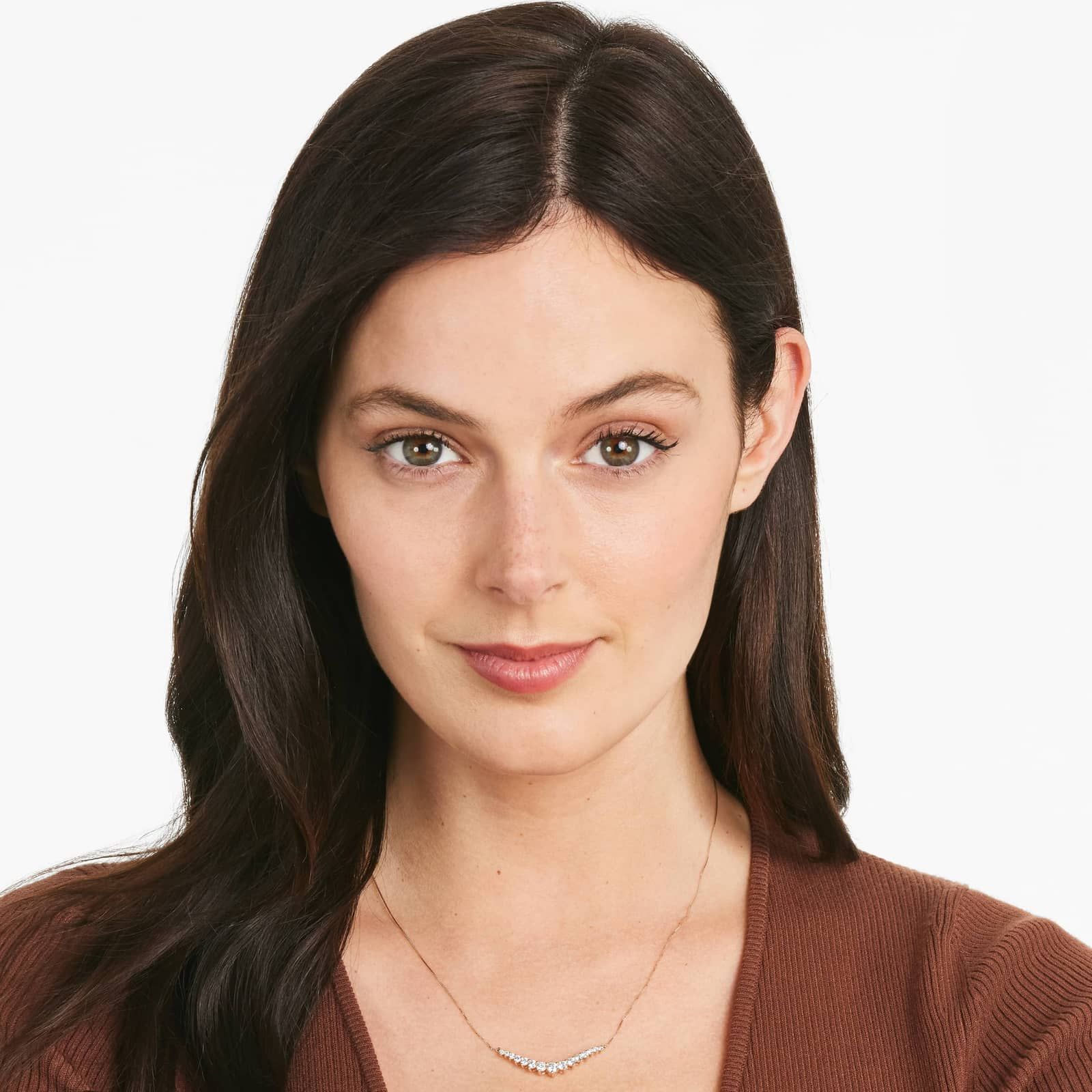 Graduating Lab-Grown Diamond Curved Necklace In 14K Rose Gold