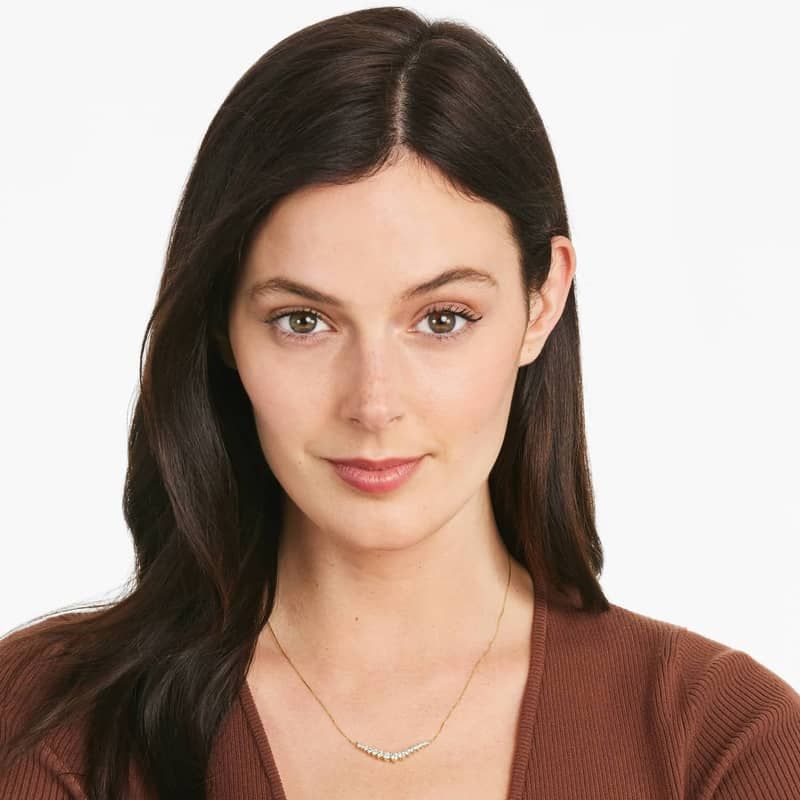 Graduating Lab-Grown Diamond Curved Necklace In 14K Yellow Gold