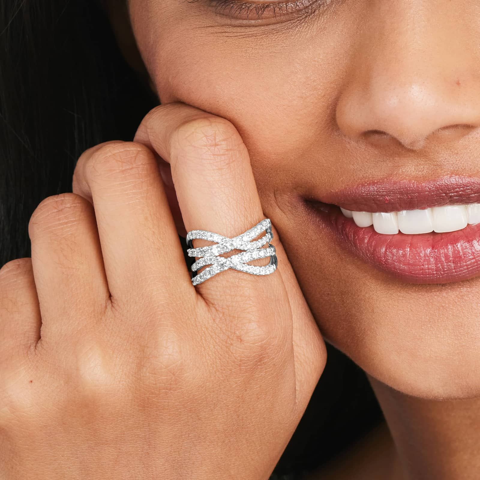 Tidal Wave Lab-Grown Diamond Ring In 14K White Gold