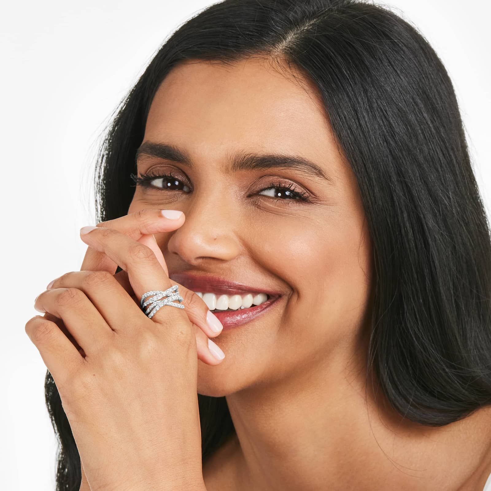 Tidal Wave Lab-Grown Diamond Ring In 14K White Gold