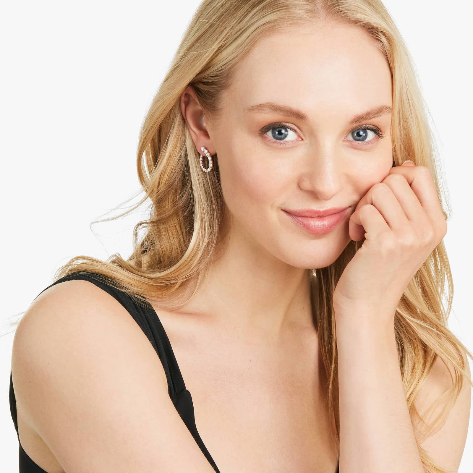 Front Twist Hoop Earrings With Lab-Grown Diamonds In 14K Rose Gold