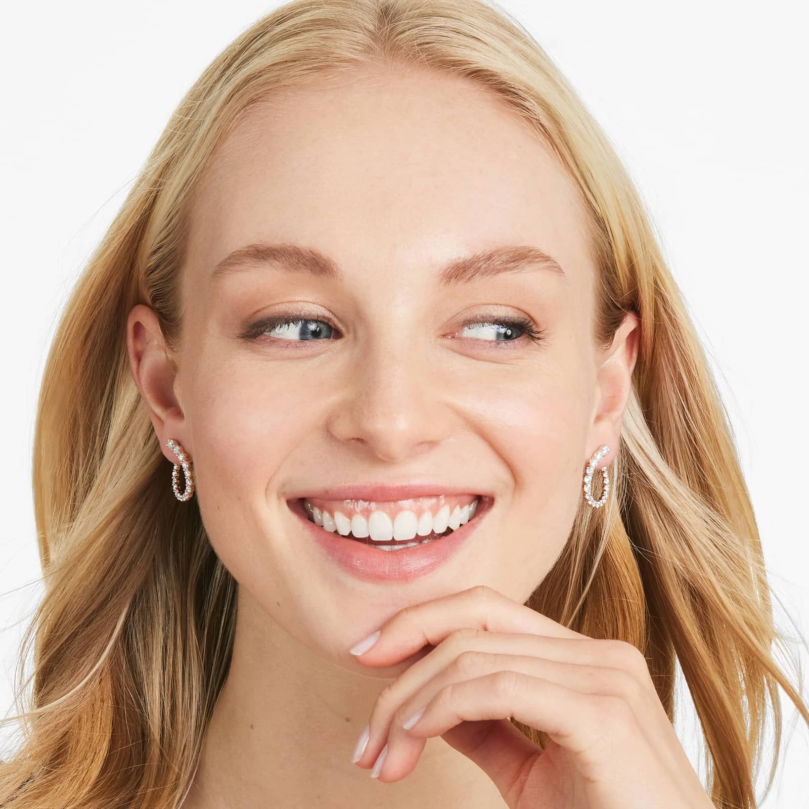 Front Twist Hoop Earrings With Lab-Grown Diamonds In 14K Rose Gold