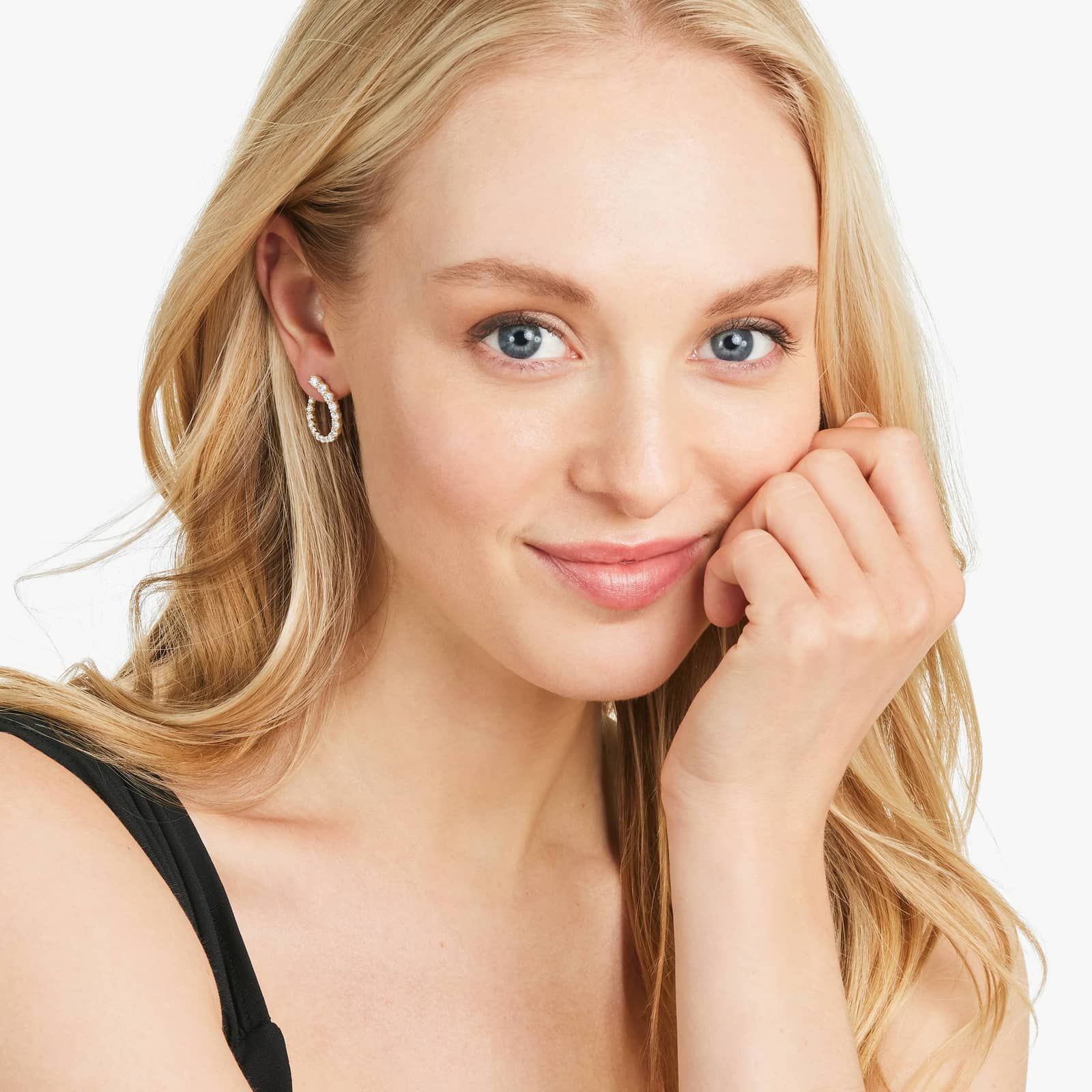 Front Twist Hoop Earrings With Lab-Grown Diamonds In 14K Yellow Gold