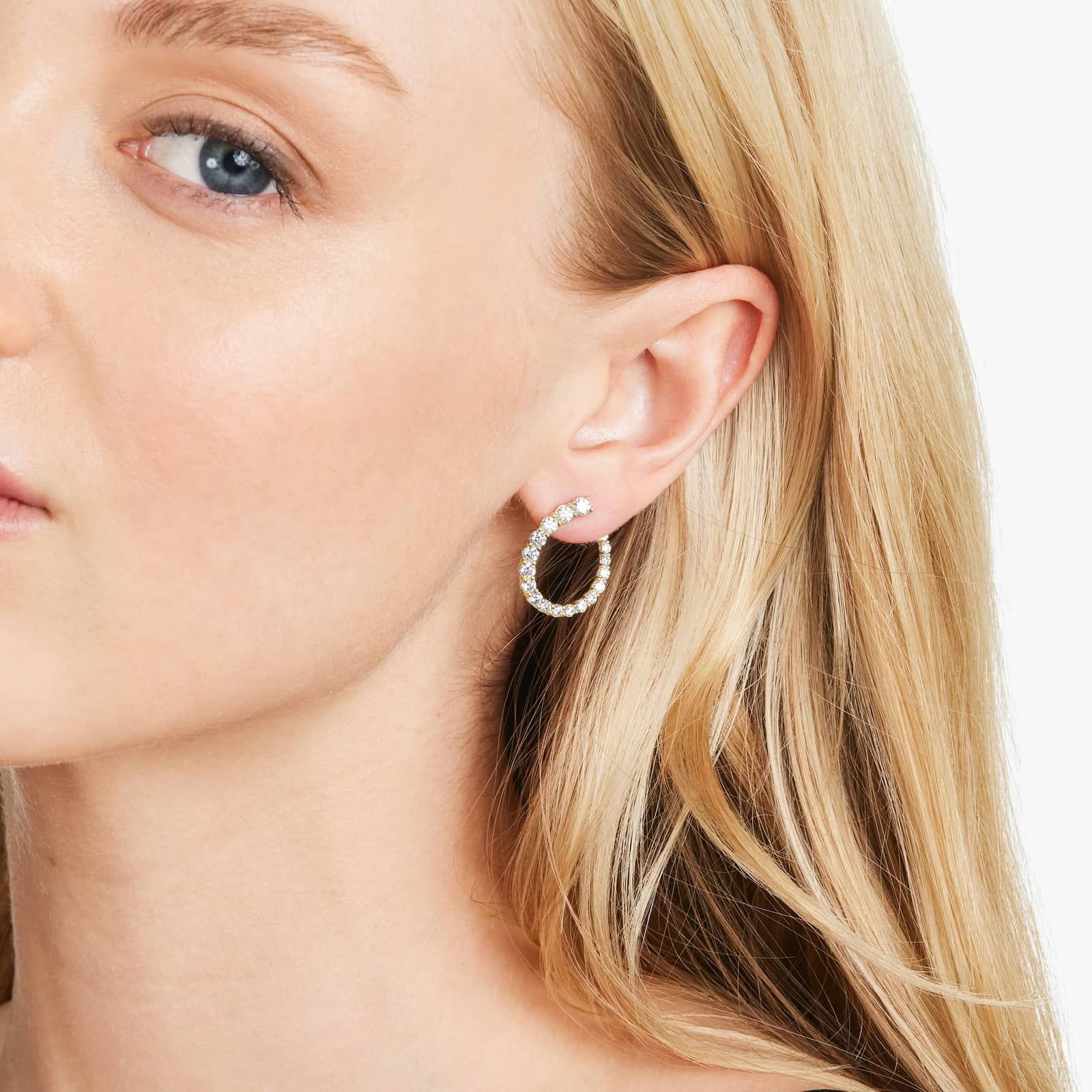 Front Twist Hoop Earrings With Lab-Grown Diamonds In 14K Yellow Gold