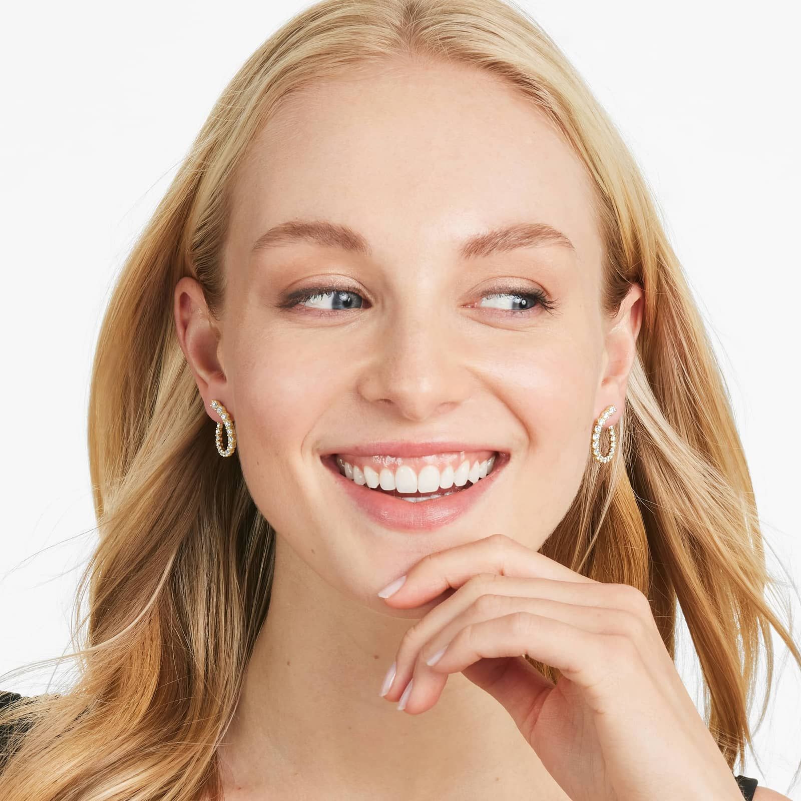 Front Twist Hoop Earrings With Lab-Grown Diamonds In 14K Yellow Gold