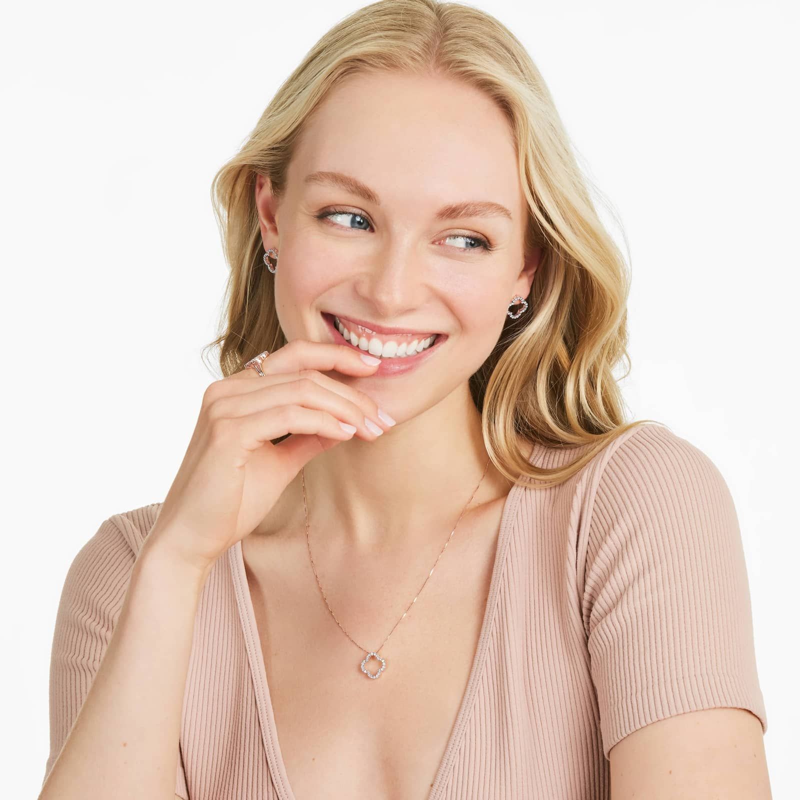 Lab-Grown Diamond Open Clover Pendant In 14K Rose Gold