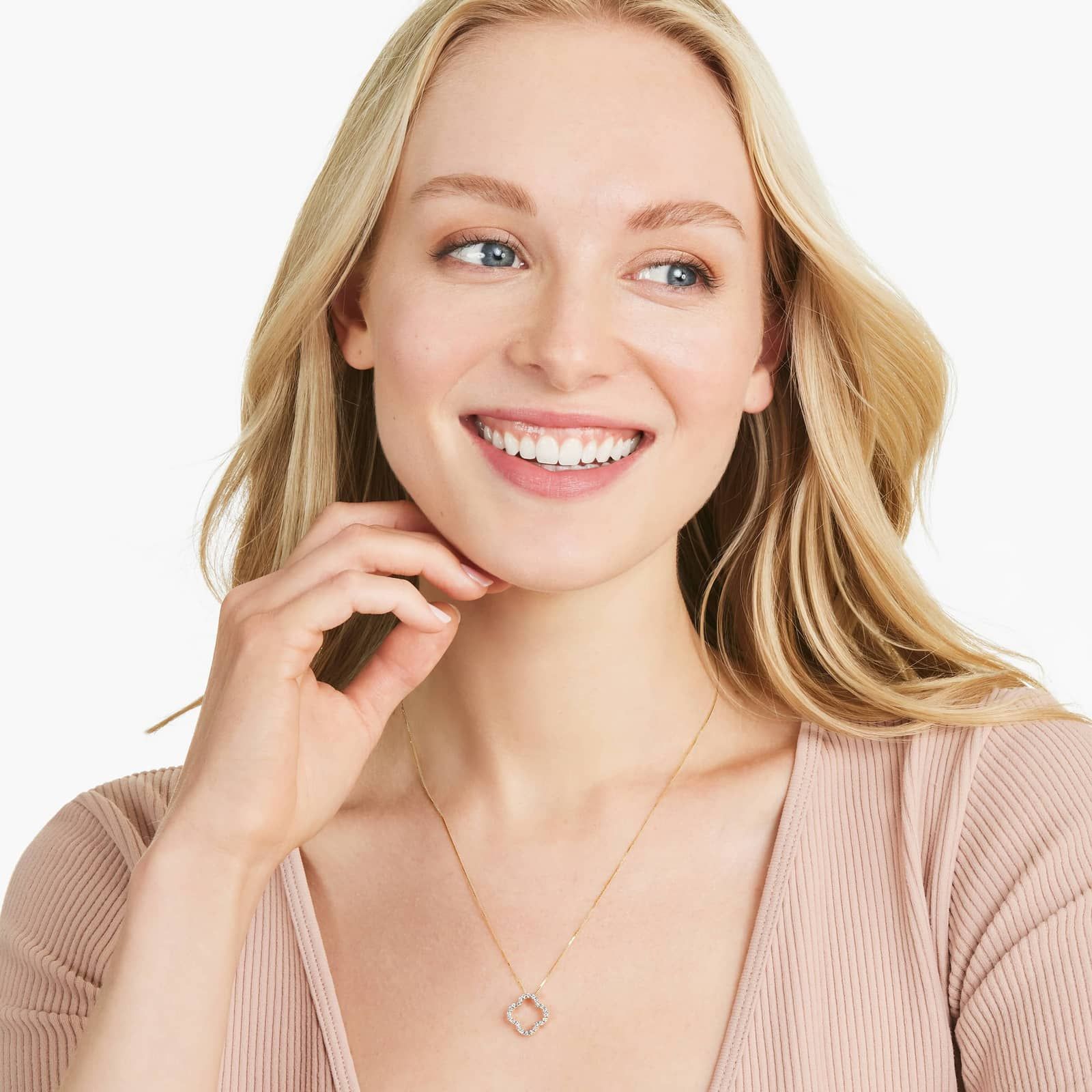 Lab-Grown Diamond Open Clover Pendant In 14K Yellow Gold