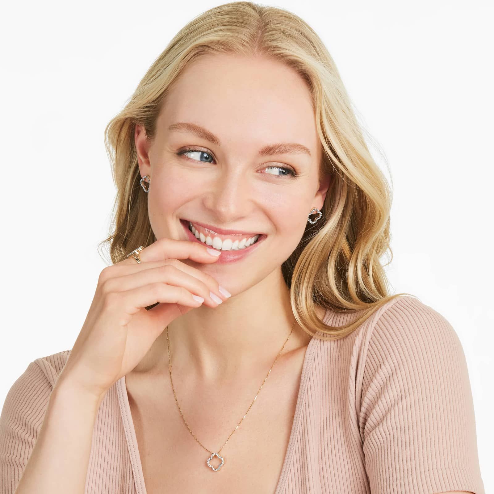 Lab-Grown Diamond Open Clover Pendant In 14K Yellow Gold