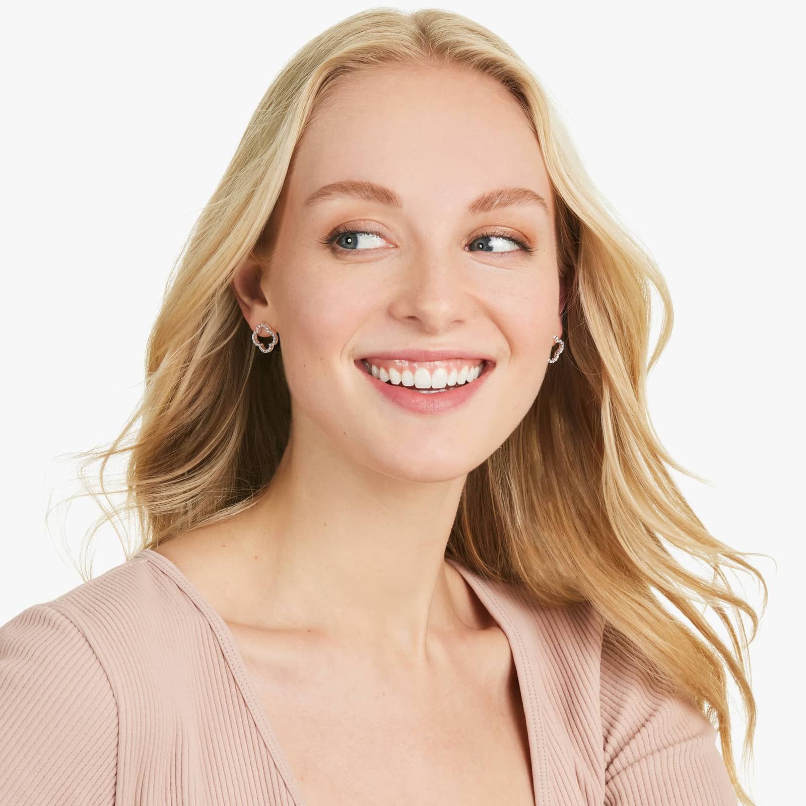 Open Clover Lab-Grown Diamond Stud Earrings In 14K Rose Gold