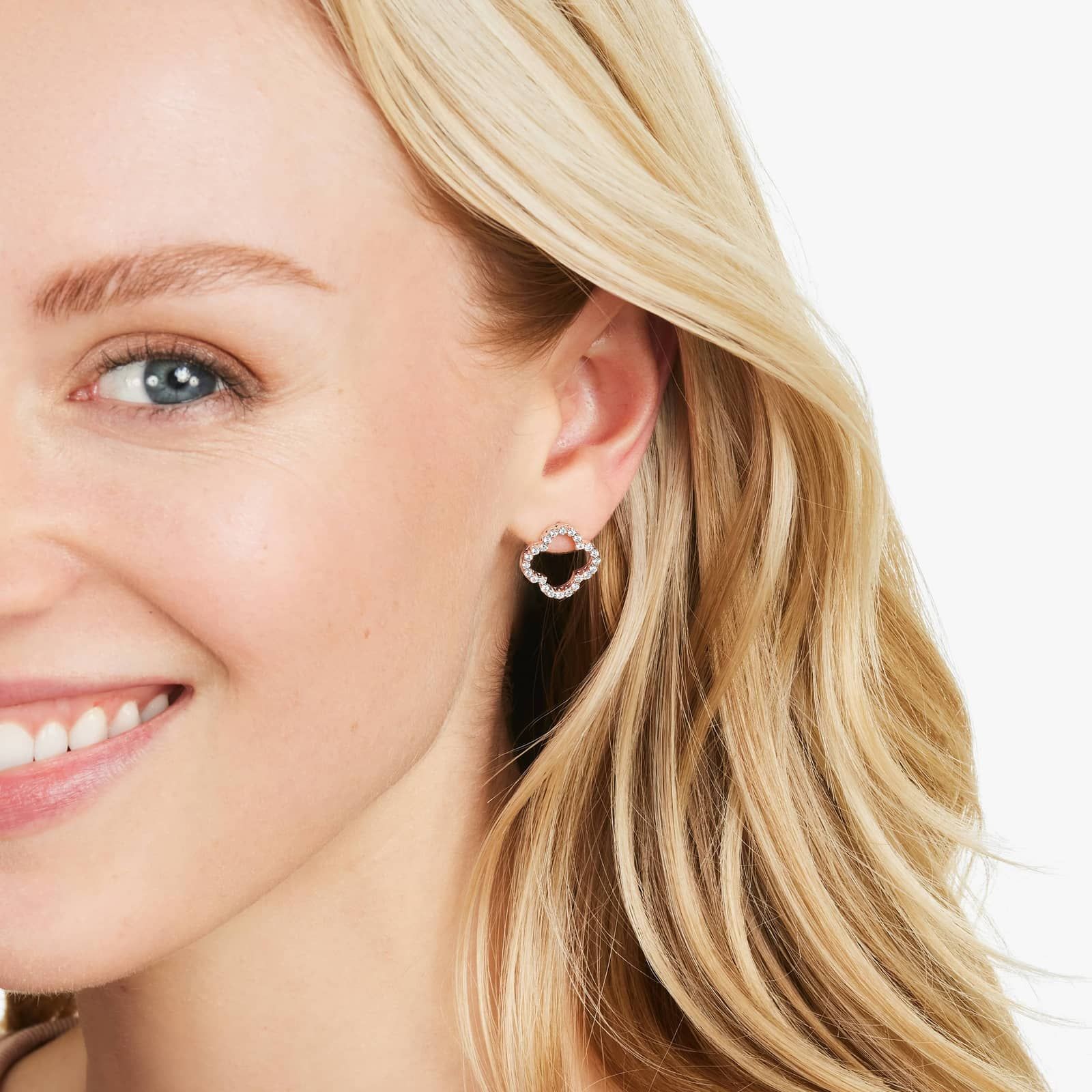 Open Clover Lab-Grown Diamond Stud Earrings In 14K Rose Gold