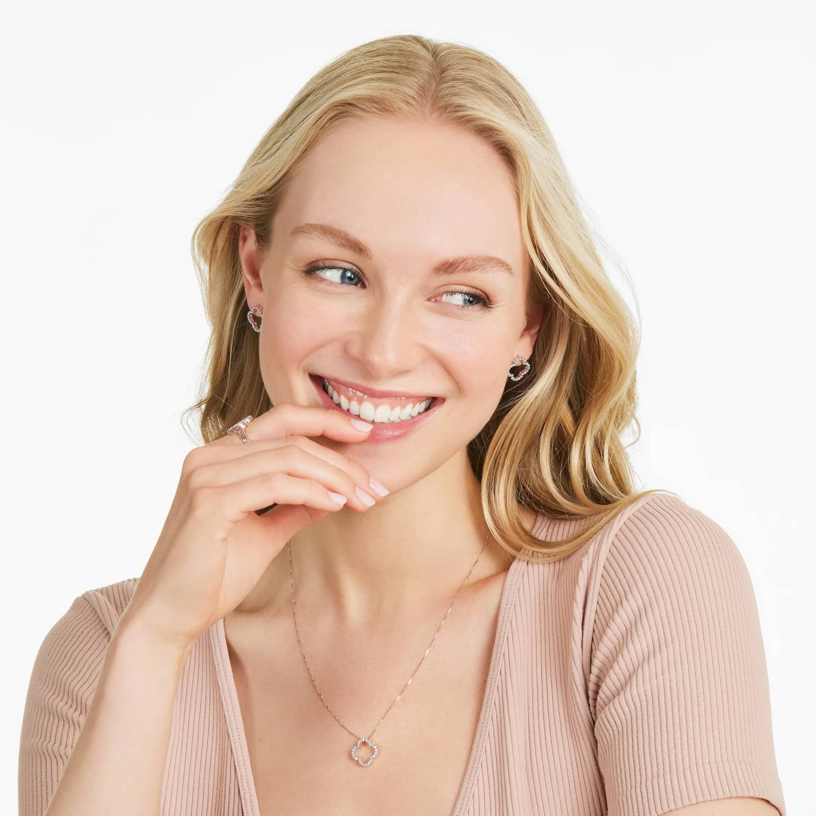 Open Clover Lab-Grown Diamond Stud Earrings In 14K Rose Gold