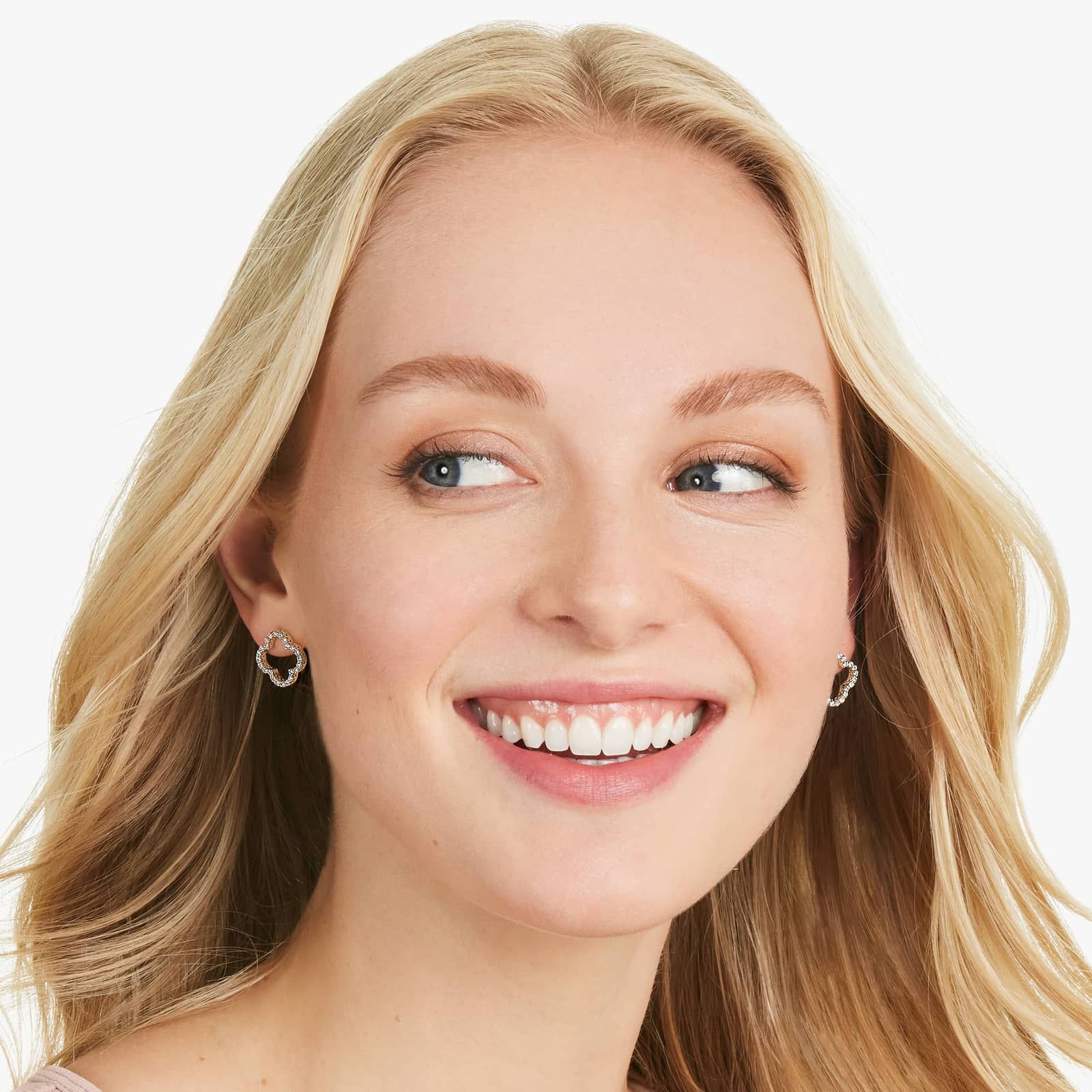 Open Clover Lab-Grown Diamond Stud Earrings In 14K Yellow Gold