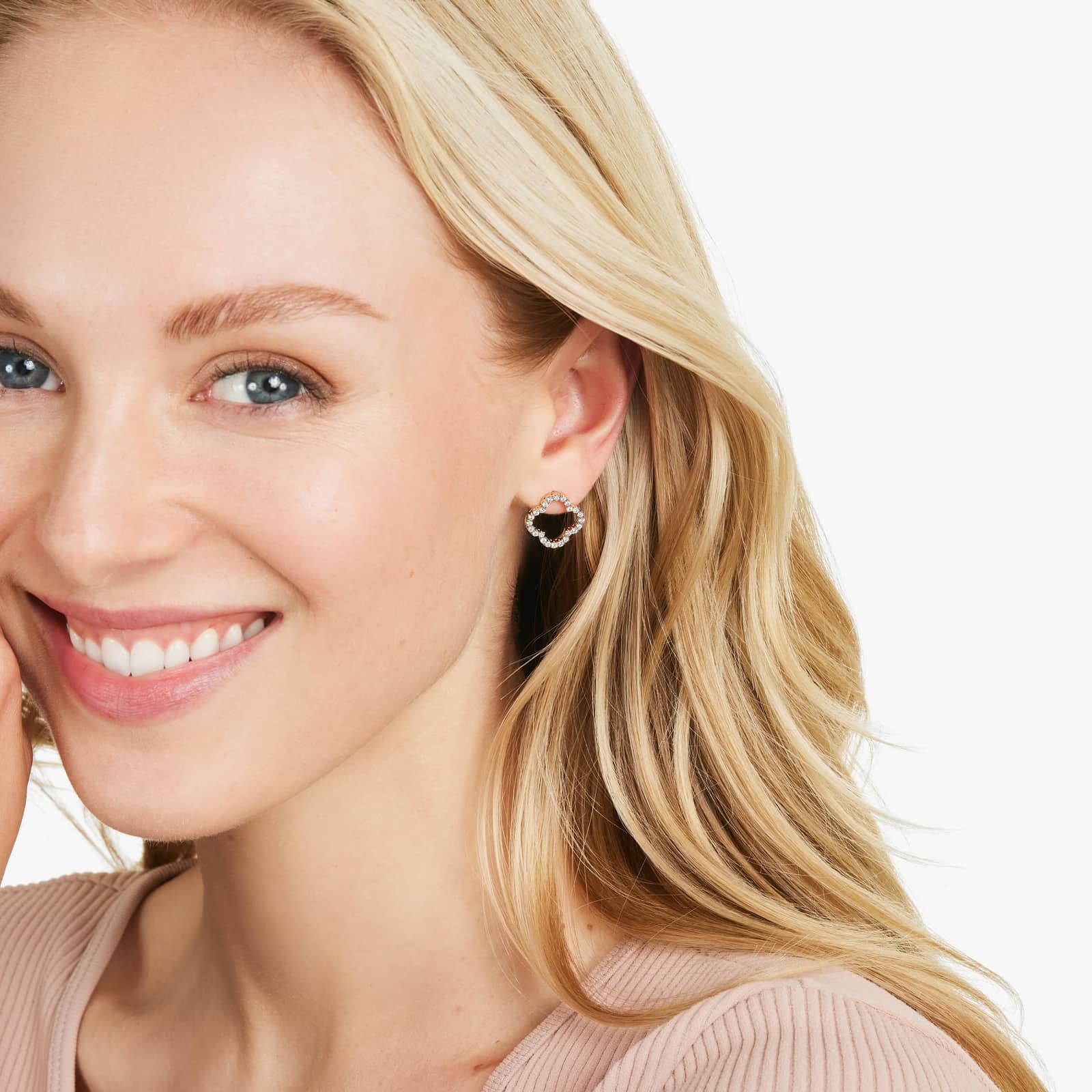 Open Clover Lab-Grown Diamond Stud Earrings In 14K Yellow Gold