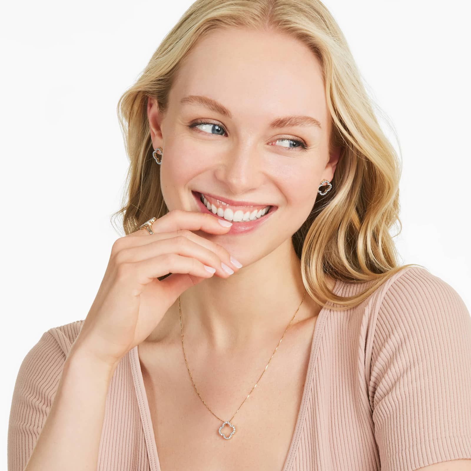 Open Clover Lab-Grown Diamond Stud Earrings In 14K Yellow Gold