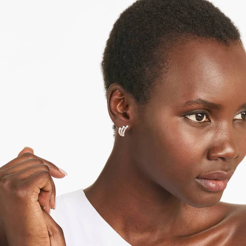 Tidal Wave Hoop Earrings With Lab-Grown Diamonds In 14K Rose Gold