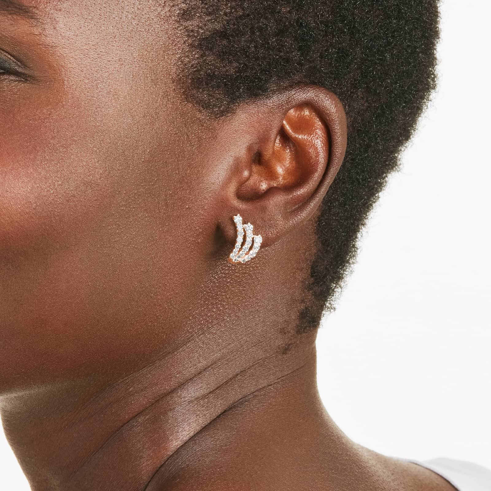 Tidal Wave Hoop Earrings With Lab-Grown Diamonds In 14K Rose Gold