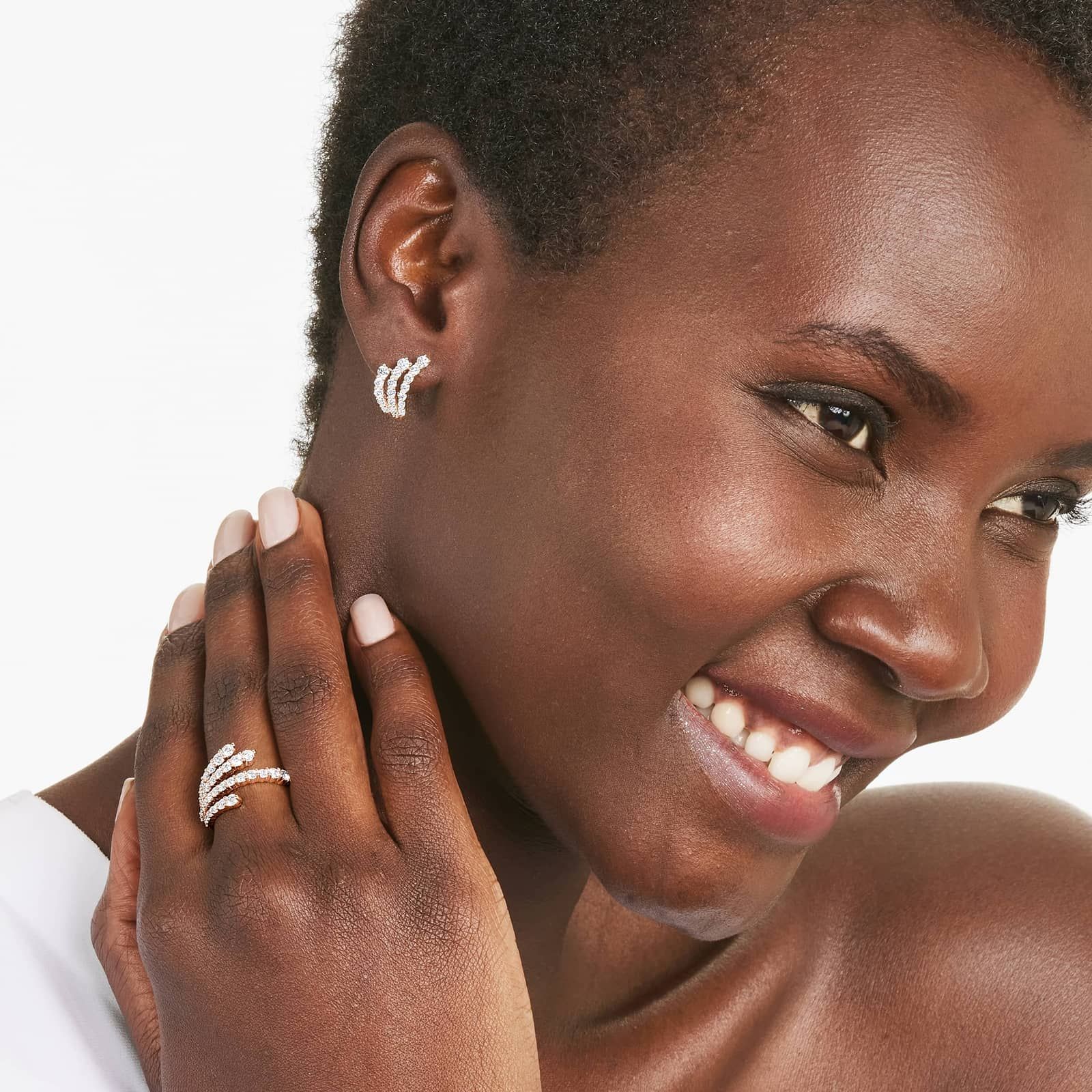 Tidal Wave Hoop Earrings With Lab-Grown Diamonds In 14K Rose Gold
