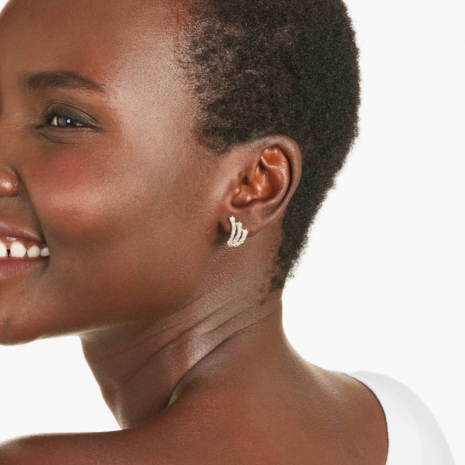 Tidal Wave Hoop Earrings With Lab-Grown Diamonds In 14K Yellow Gold