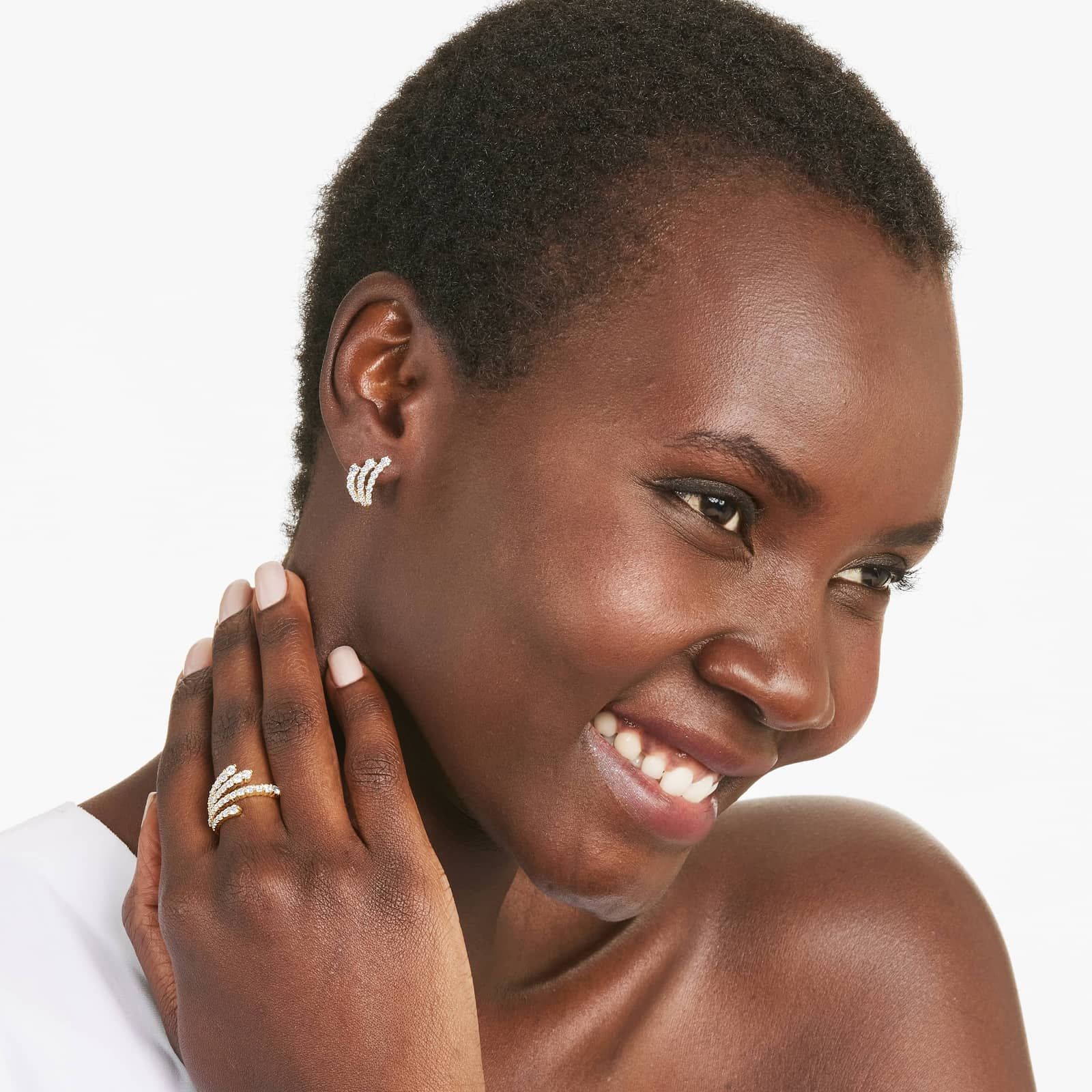 Tidal Wave Hoop Earrings With Lab-Grown Diamonds In 14K Yellow Gold