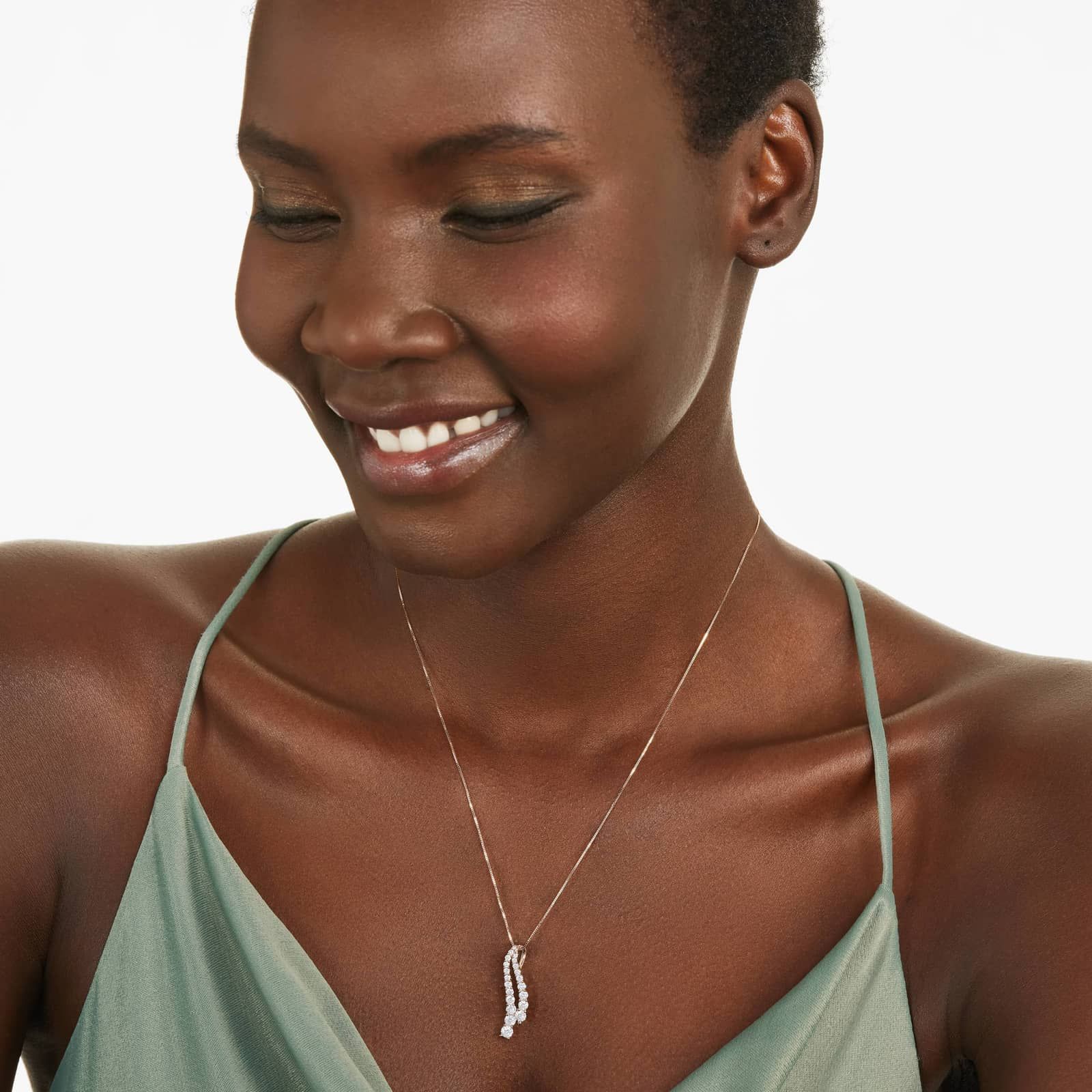 Tidal Wave Lab-Grown Diamond Drop Pendant In 14K Rose Gold