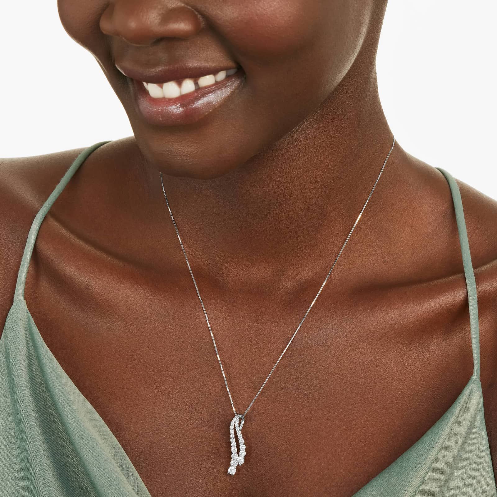 Tidal Wave Lab-Grown Diamond Drop Pendant In 14K White Gold