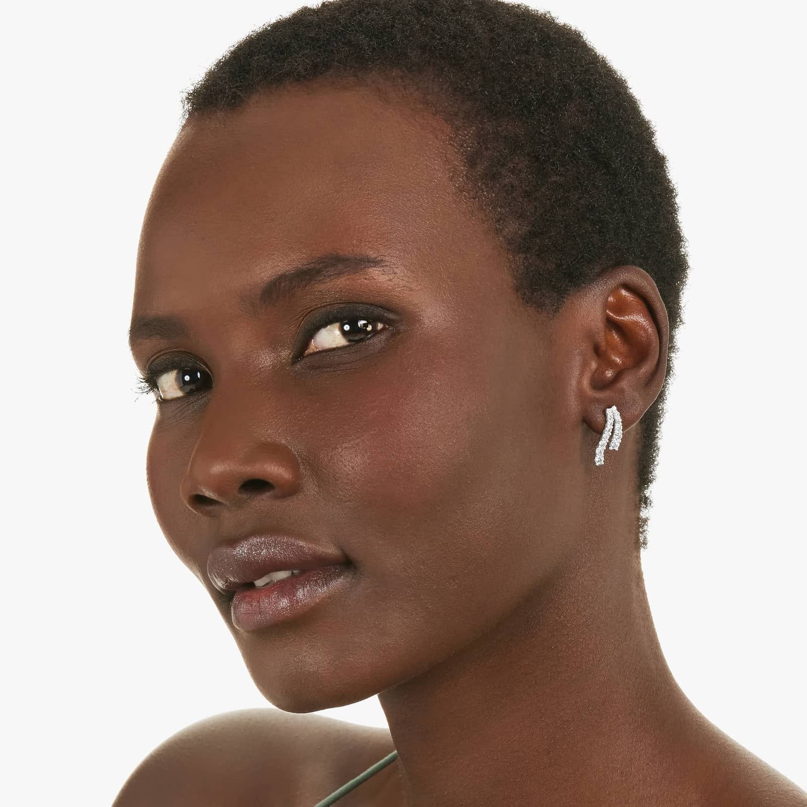 14K White Gold Tidal Wave Lab-Grown Diamond Drop Stud Earrings