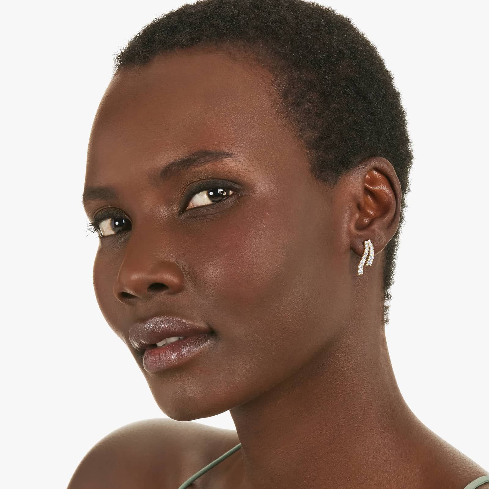 Tidal Wave Drop Lab-Grown Diamond Stud Earrings In 14K Yellow Gold