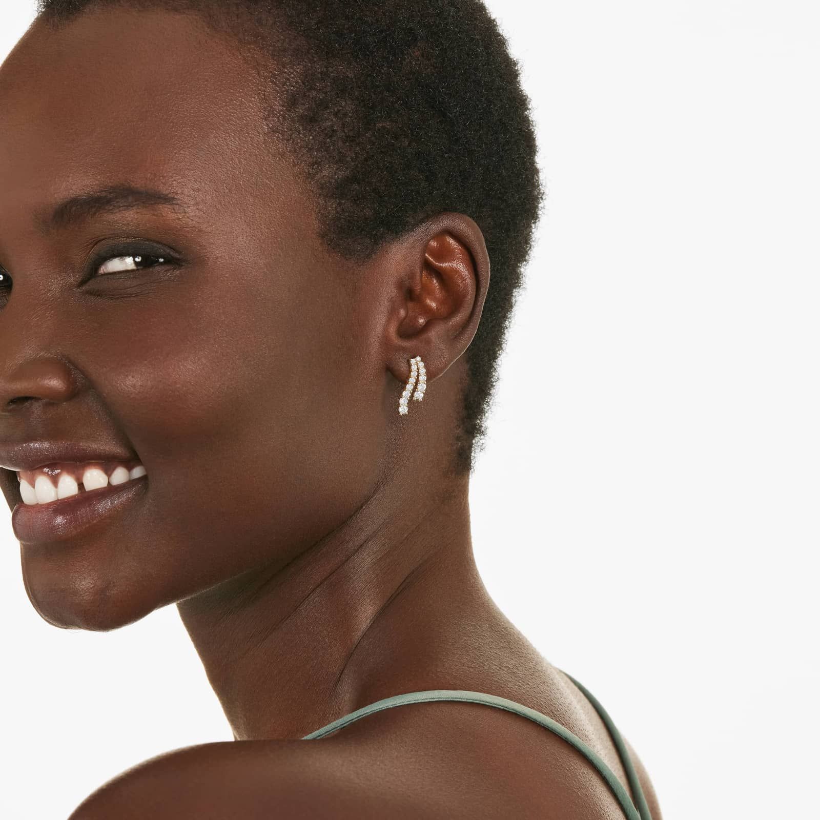 Tidal Wave Drop Lab-Grown Diamond Stud Earrings In 14K Yellow Gold