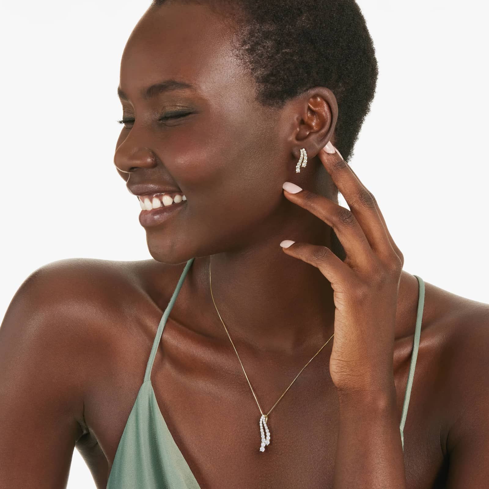 Tidal Wave Drop Lab-Grown Diamond Stud Earrings In 14K Yellow Gold