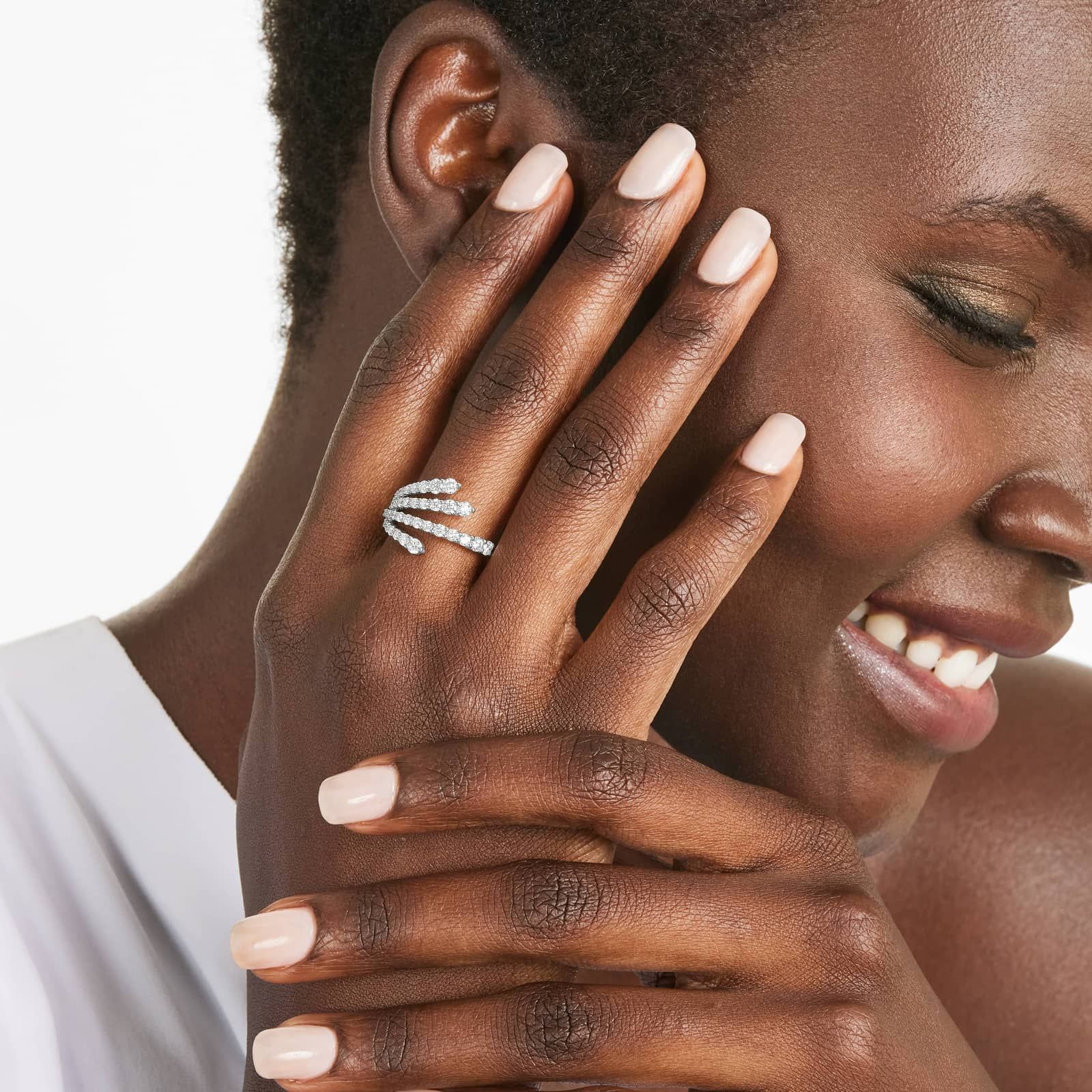 Multi-Row Lab-Grown Diamond Ring In 14K White Gold