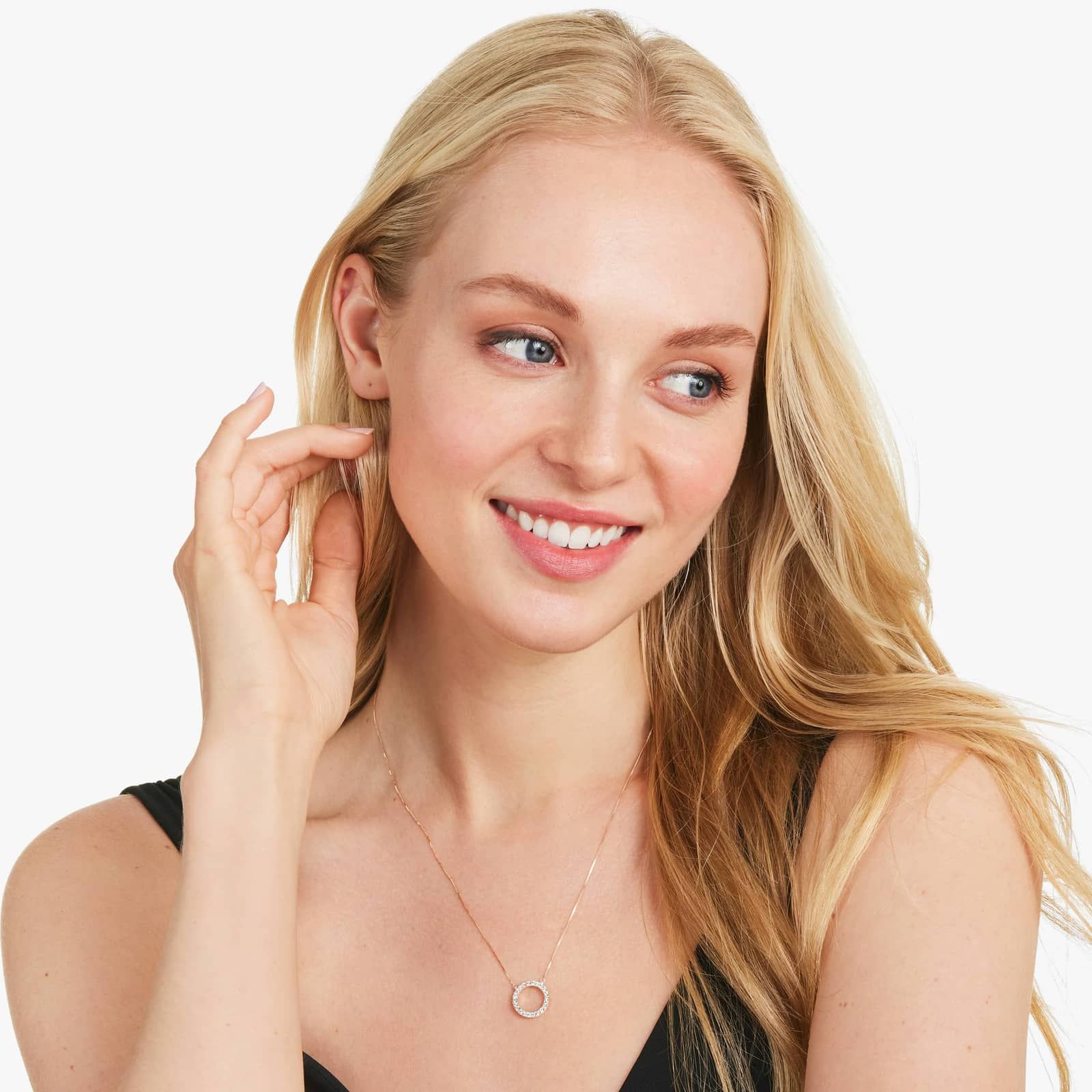 Lab-Grown Diamond Open Circle Pendant Necklace In 14K Rose Gold