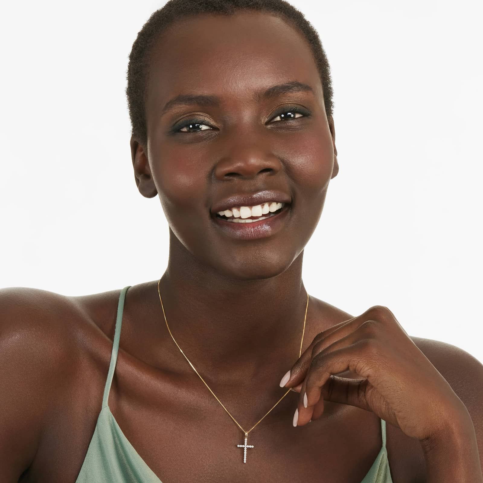 Lab-Grown Diamond Cross Pendant In 14K Yellow Gold