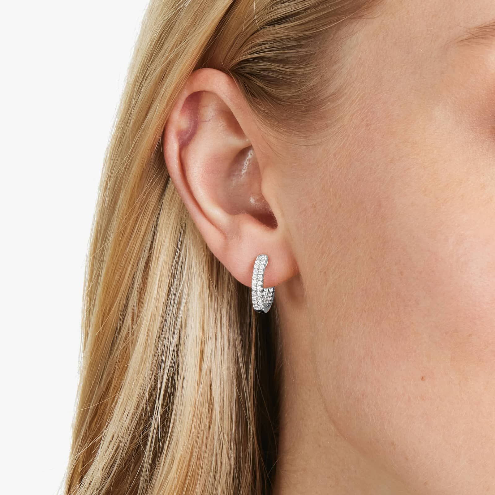 14K White Gold Inside-Out Pavé Lab-Grown Diamond Hoop Earrings