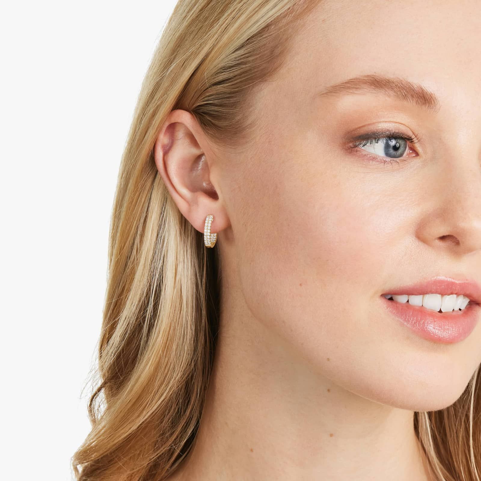 Inside Out Pavé Hoop Earrings With Lab-Grown Diamonds In 14K Yellow Gold