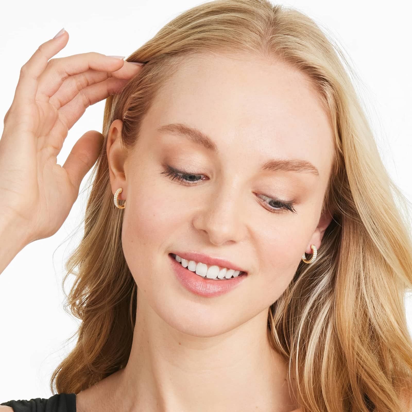 Inside Out Pavé Hoop Earrings With Lab-Grown Diamonds In 14K Yellow Gold