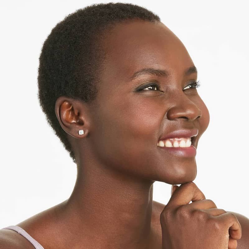 Cushion-Shaped Composite Lab-Grown Diamond Stud Earrings In 14K Rose Gold