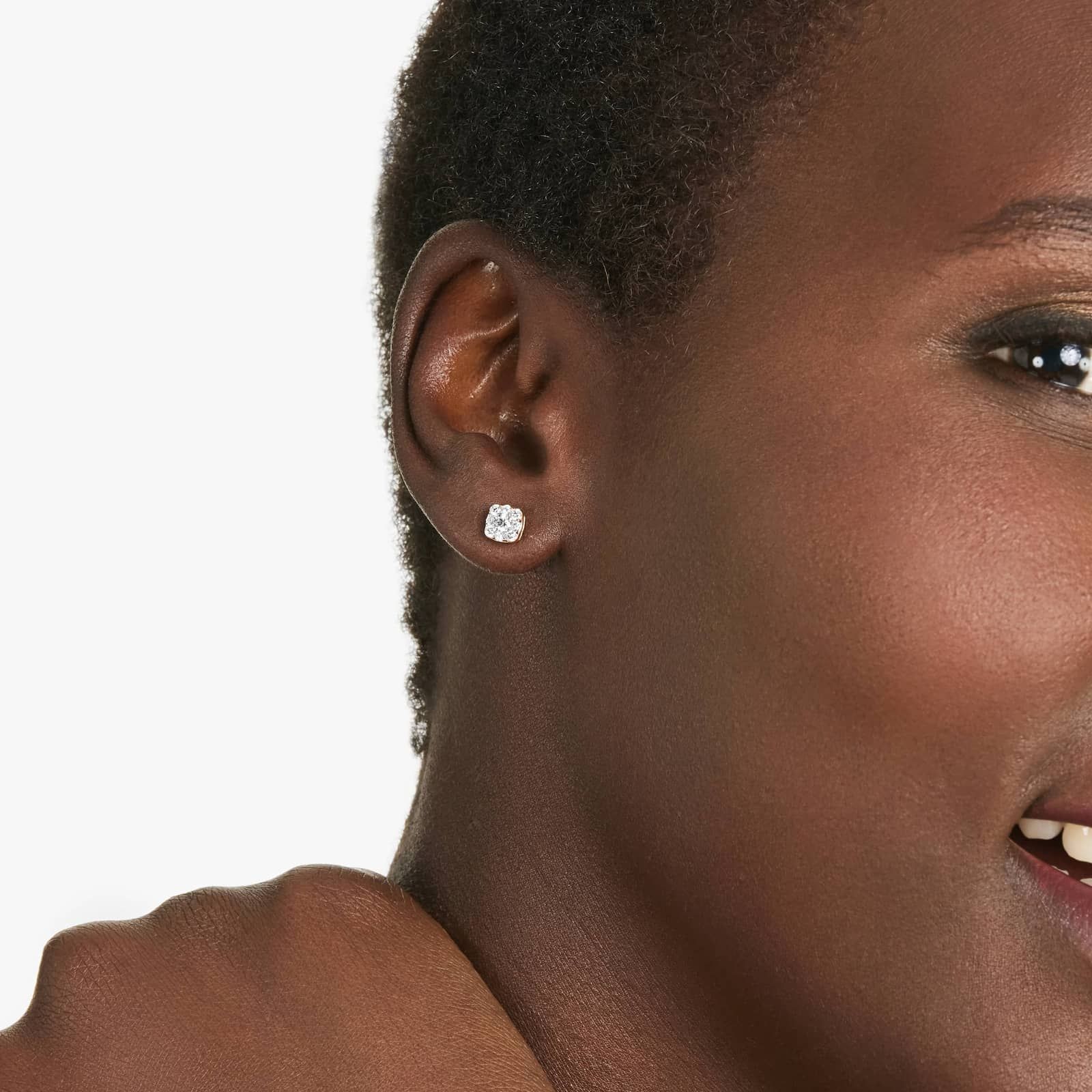 Cushion-Shaped Composite Lab-Grown Diamond Stud Earrings In 14K Rose Gold