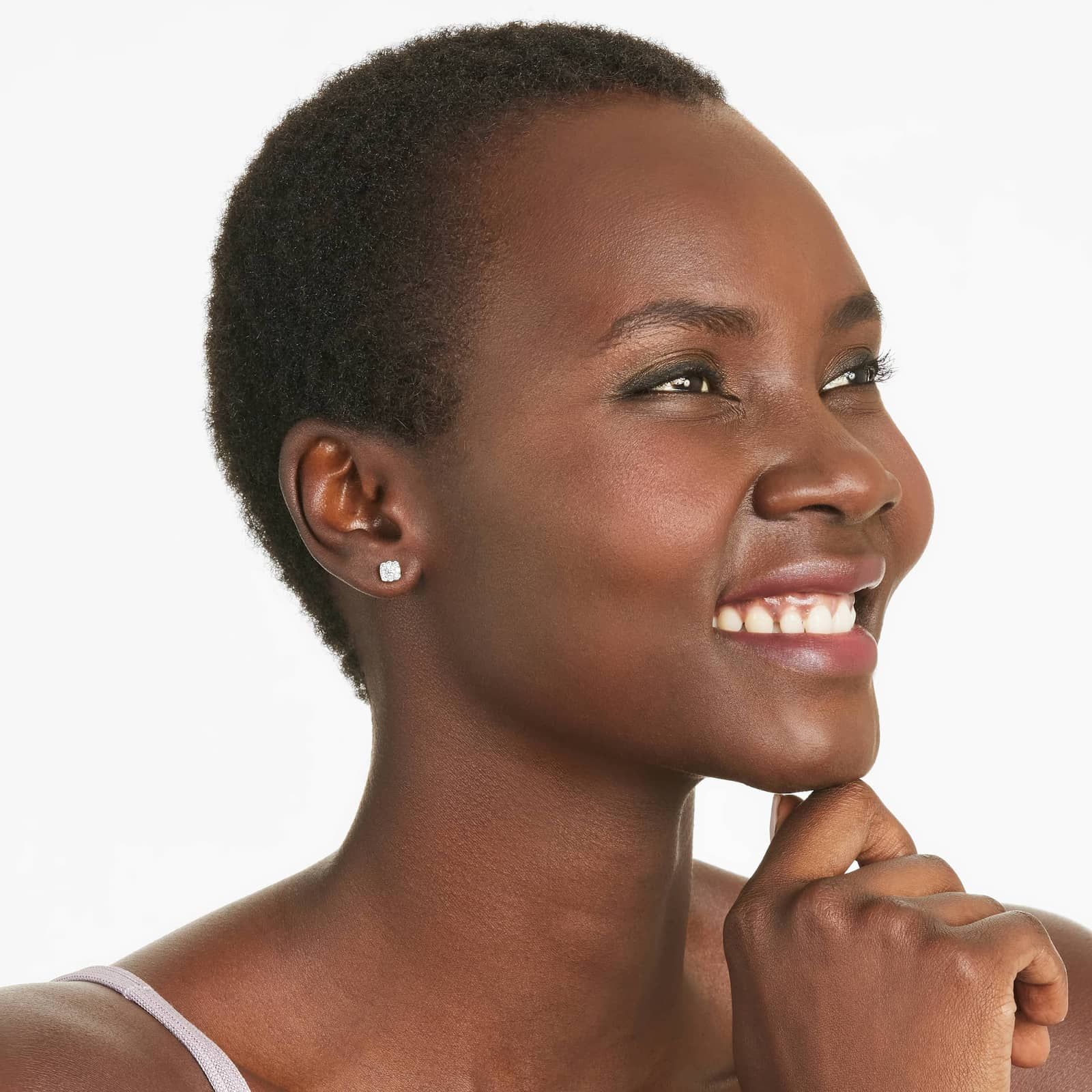 14K White Gold Lab-Grown Diamond Cushion-Shaped Composite Stud Earrings