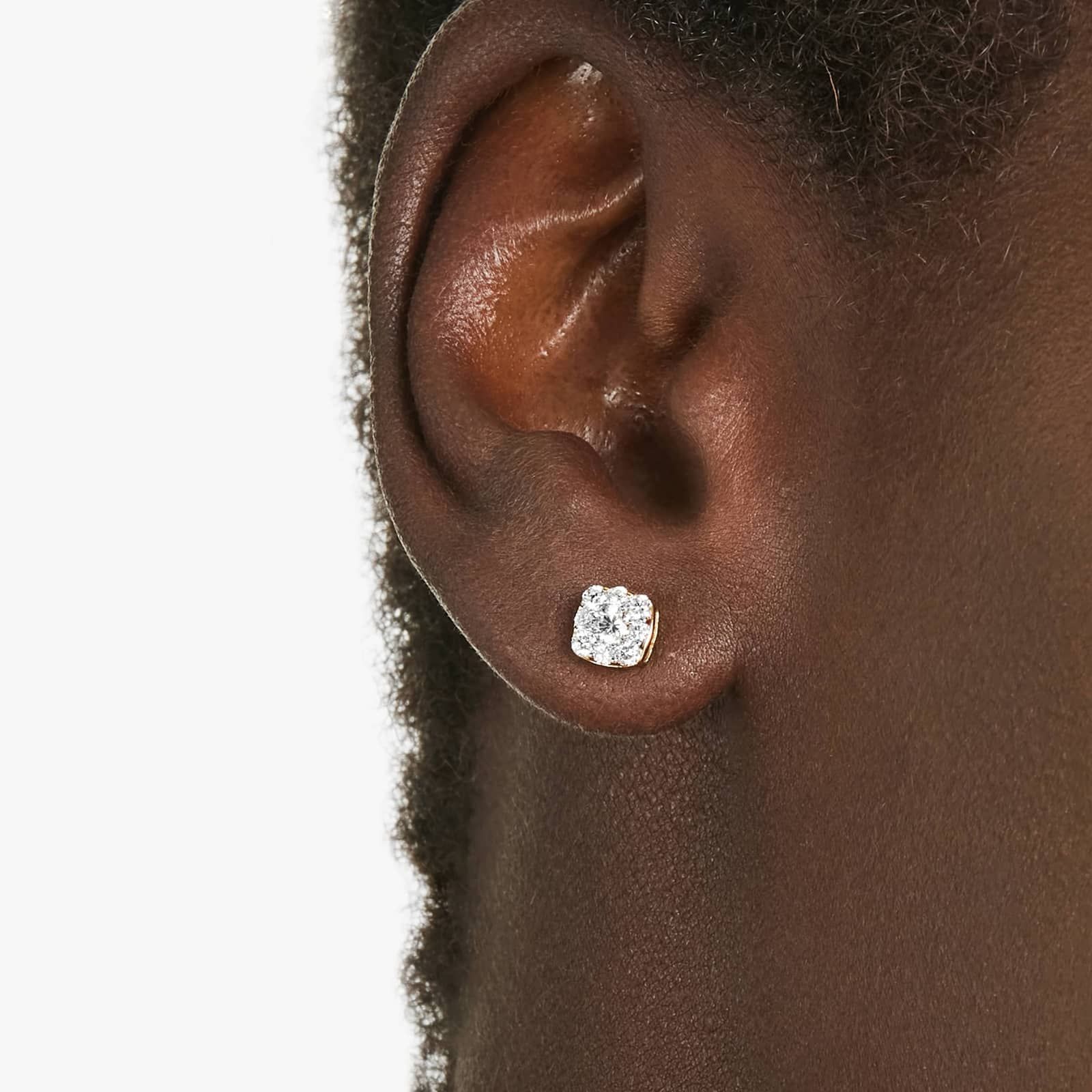 Cushion-Shaped Composite Lab-Grown Diamond Stud Earrings In 14K Yellow Gold