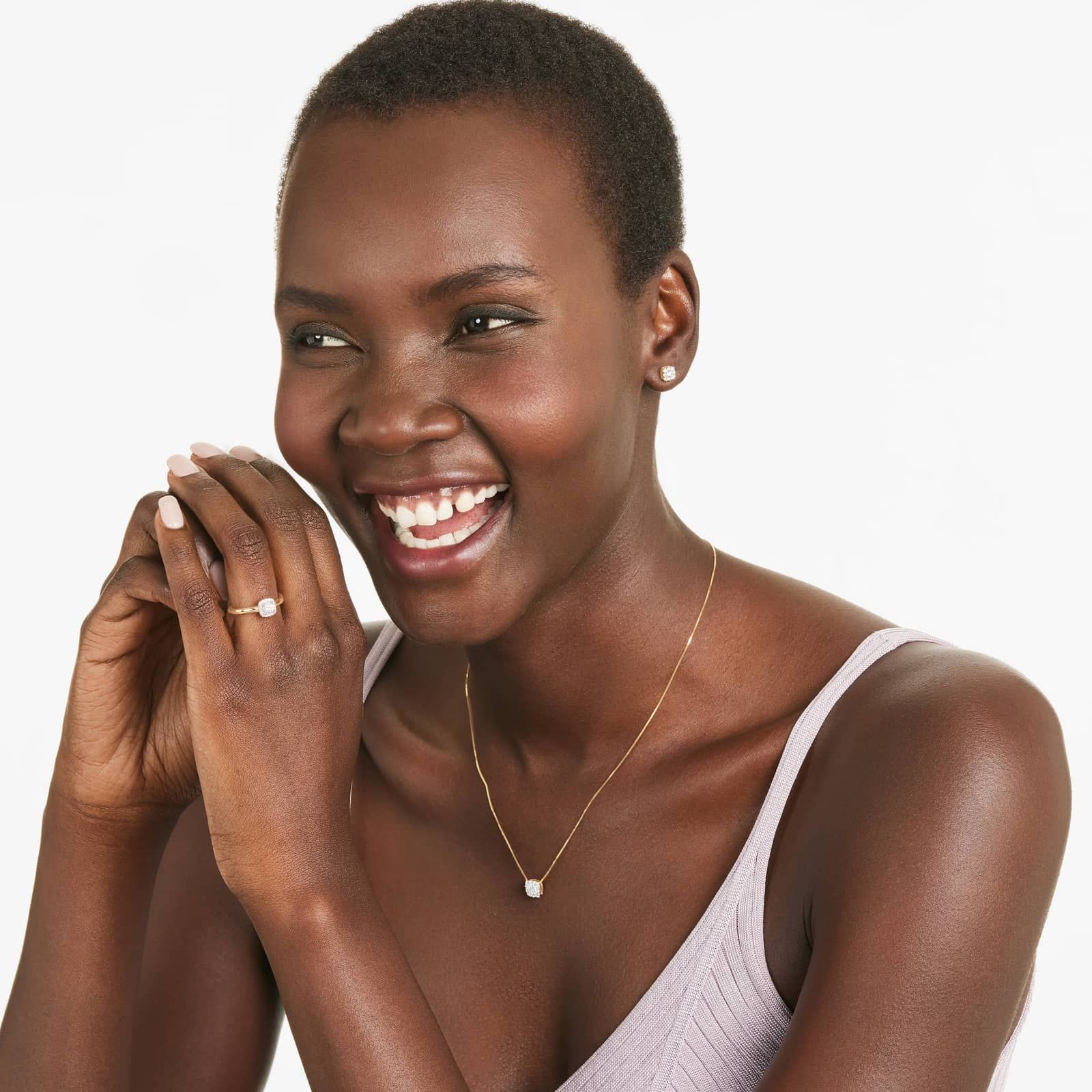 Cushion-Shaped Composite Lab-Grown Diamond Stud Earrings In 14K Yellow Gold