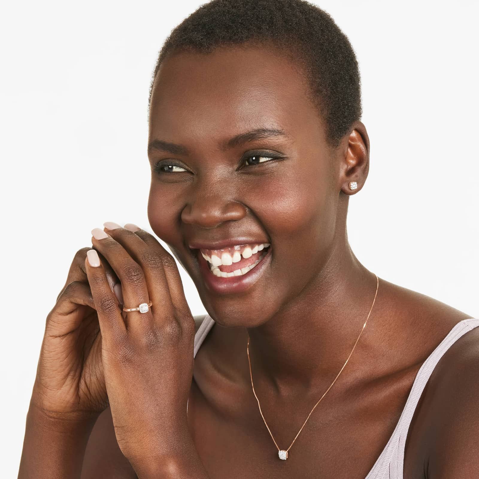 Cushion Cut Halo Lab-Grown Diamond Ring In 14K Rose Gold