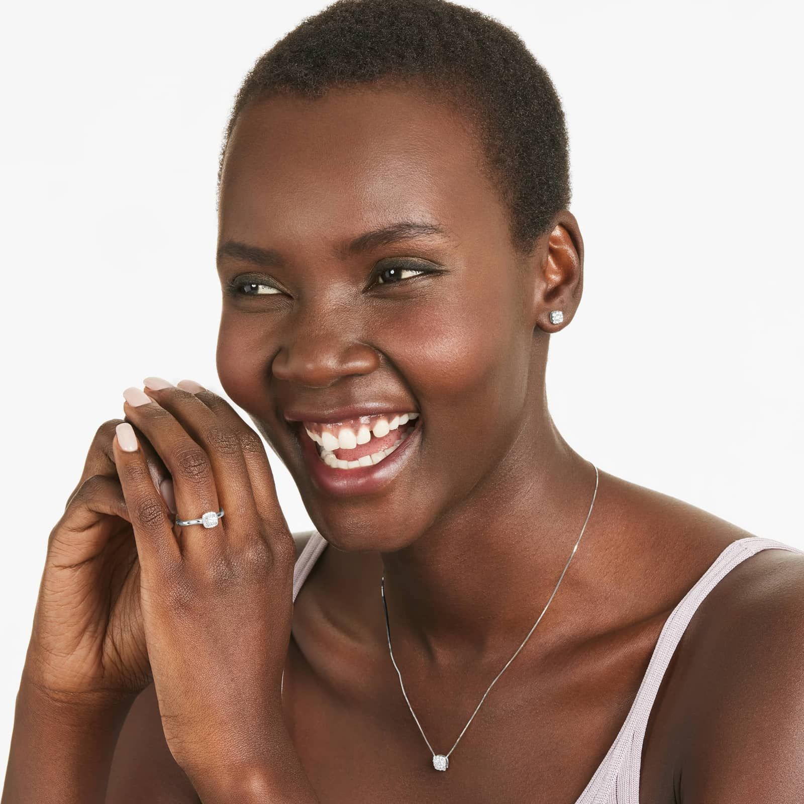 Cushion Cut Halo Lab-Grown Diamond Ring In 14K White Gold