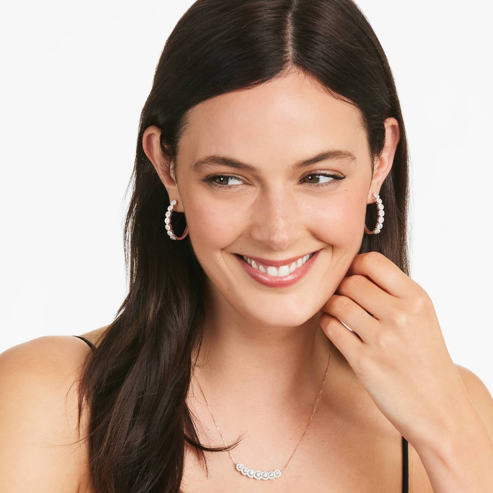 Seven Stone Halo Lab-Grown Diamond Necklace In 14K Rose Gold