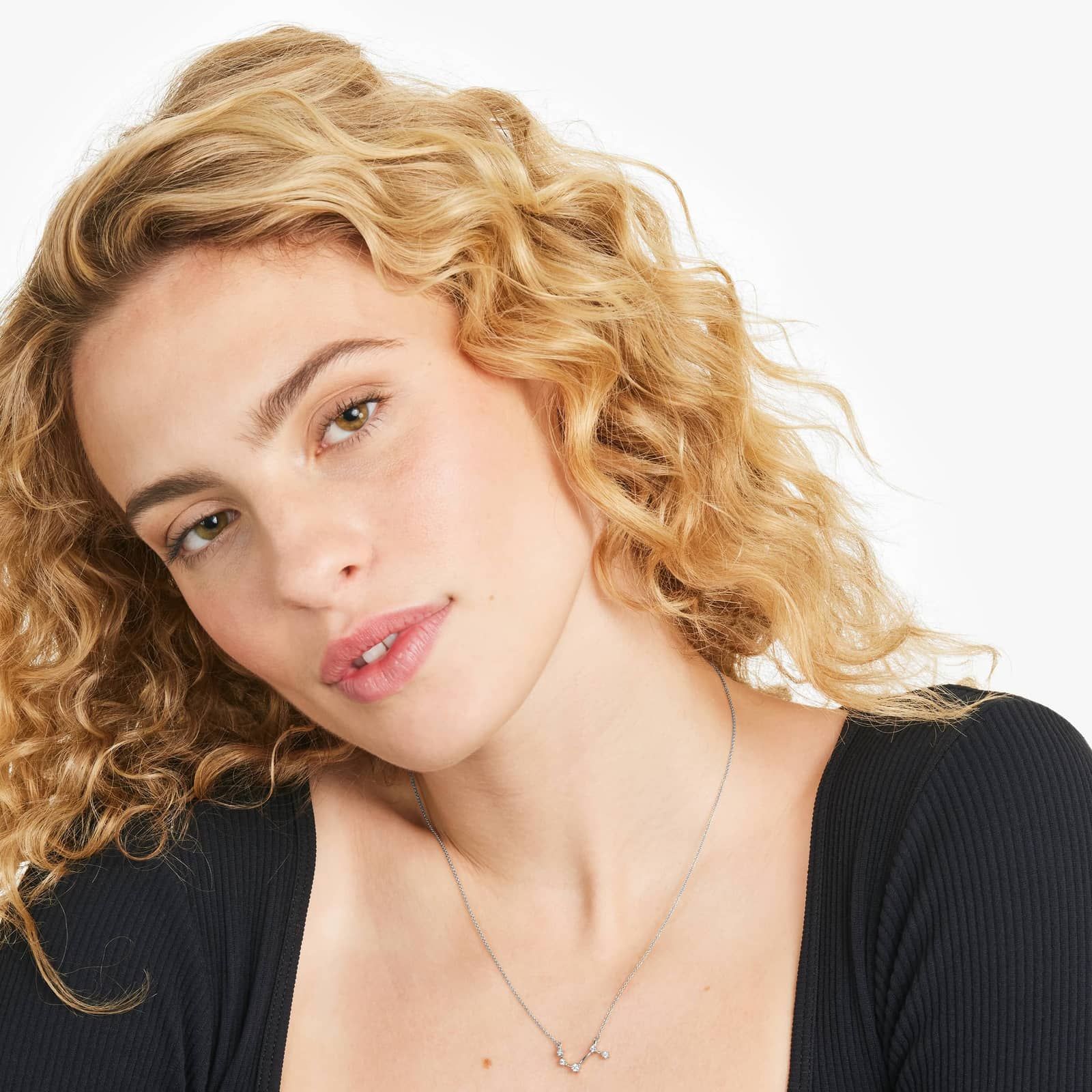 Lab-Grown Diamond Aries Constellation Necklace In 14K White Gold